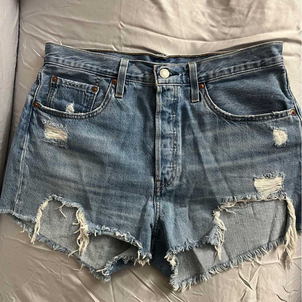 Levi's Blue Distressed Jean Shorts Size 31
